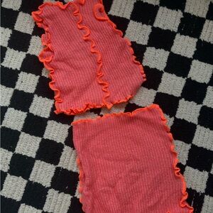 Funky pink knit orange and pink set
